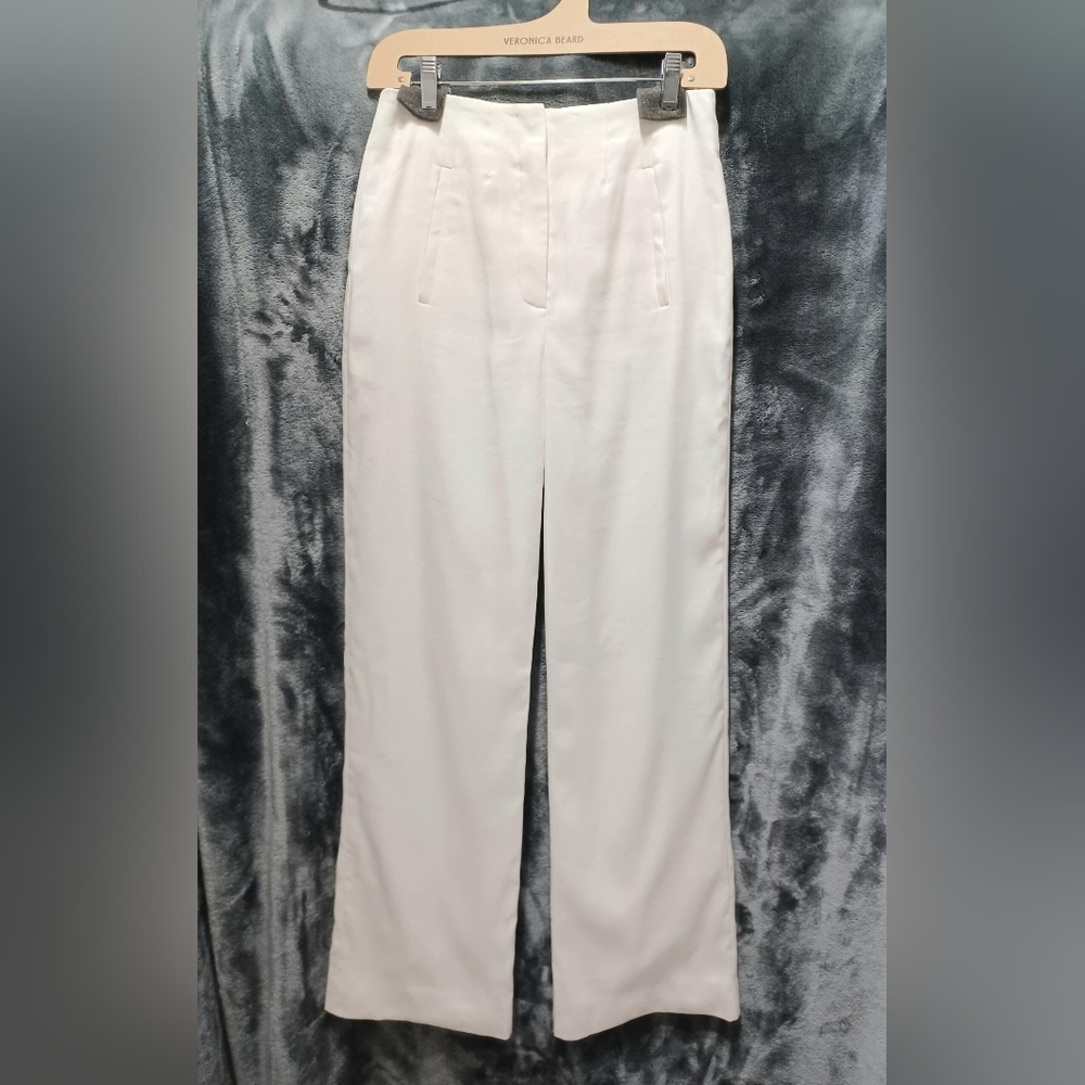 NWT Veronica Beard Jude Linen Wide-Leg Pant | High-Rise Pant Size 6 In Off-White - Picture 3 of 14